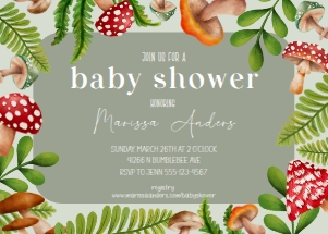 Baby Shower Mushroom Forest Invitation and Books for Baby design preview