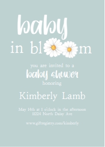 Baby Shower Baby in Bloom Blue 001: Baby Shower Invitation Baby in Bloom