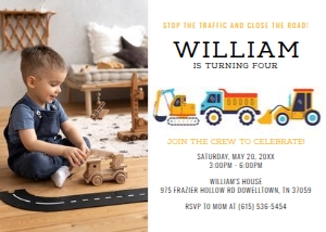 Construction Truck Birthday Photo Invite design preview
