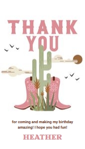 Cowgirl Birthday Thank You Tags: Cowboy Cowgirl Birthday Tags