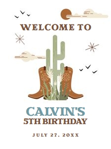 Cowboy Birthday Welcome Sign: Cowboy Birthday Welcome Sign