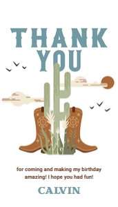 Cowboy Birthday Thank You Tag: Cowboy Cowgirl Birthday Tags