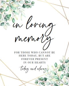 Greenery Eucalyptus In Loving Memory Sign design preview