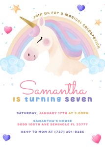 Unicorn Birthday Invitation design preview