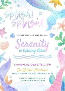 Mermaid Birthday Invitation design preview