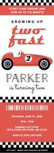 Race Car Birthday Ticket Invite (Red) design preview