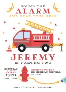 Firetruck Birthday Invitation design preview
