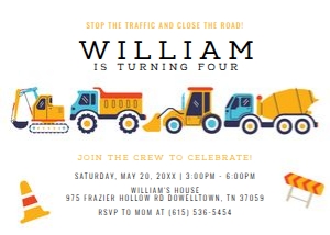 Construction Truck Birthday Party Invite design preview