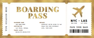 Gold Boarding Pass Ticket design preview