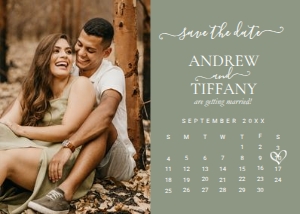 Sage Green Save The Date Photo Calendar design preview
