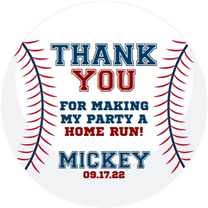 Baseball Birthday Round Party Tags design preview