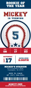 Baseball Birthday Ticket Invite design preview