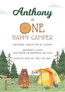 One Happy Camper Party Invite design preview