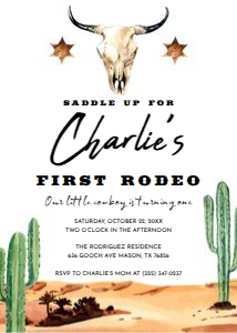 First Rodeo Birthday Invitation: First Rodeo Birthday Invitation