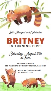 Red Panda Birthday Digital Invite design preview