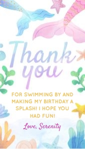 Mermaid Birthday Thank You Tag: Mermaid Birthday Thank You Tag