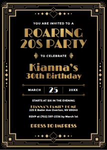 Gatsby Roaring 20s Birthday Invite design preview