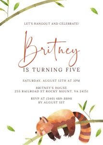 Red Panda Birthday Invite design preview