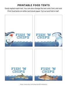 Shark Party Food Labels design preview