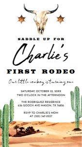 First Rodeo Birthday Digital Invite design preview