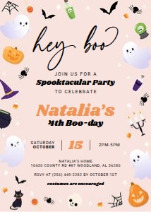 Hey Boo Birthday Invitation design preview