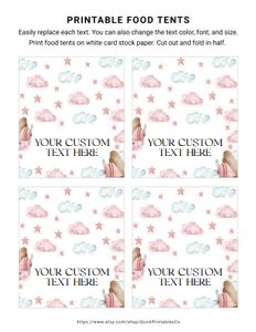 Pink Airplane Party Food Labels design preview