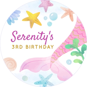 Mermaid Birthday Cupcake Topper D#2: Mermaid Birthday Cupcake Topper