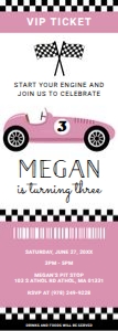 Racing Birthday Ticket Invite (Pink) design preview