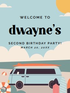 Surf Birthday Welcome Sign design preview