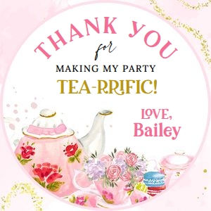 Tea Party Favor Label (Square): Tea Party Favor Label