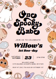 One Spooky Babe Birthday Invitation design preview