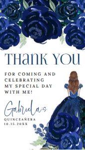 Quinceañera Navy Blue Gold Tags (V1): Quinceañera Floral Navy Blue Gold Invitation