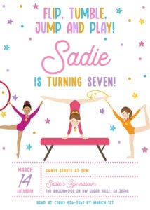 Gymnastics Birthday Invitation design preview