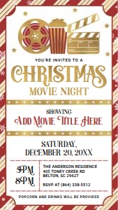 Christmas Movie Night Invitation: Christmas Movie Night Invitation