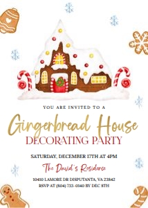 Gingerbread House Decorating Party Invite design preview
