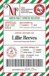Santa North Pole Shipping Labels (Green and Red) design preview