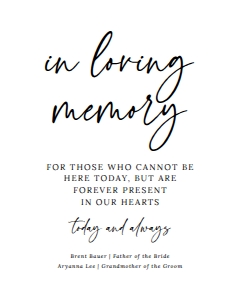 Minimalist In Loving Memory Sign design preview