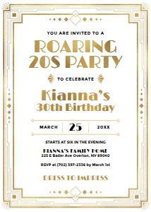 Gatsby Birthday White Invitation design preview