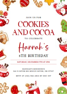 Cookies and Cocoa Birthday Invite design preview
