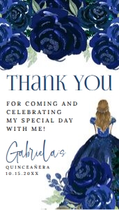 Quinceañera Navy Blue Gold Tags (V3): Quinceañera Floral Navy Blue Gold Invitation