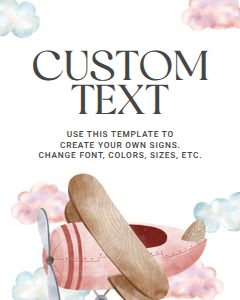 Pink Airplane Party Custom Sign design preview