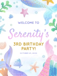 Mermaid Party Welcome Sign design preview