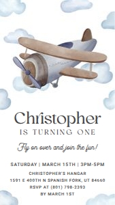 Airplane Birthday Digital Invitation design preview