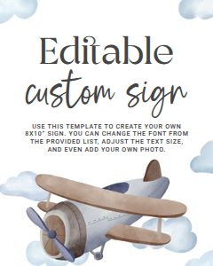 Airplane Party Custom Sign design preview