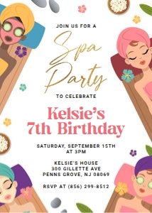 Spa Party Birthday Invitation: Spa Party Birthday Invitation
