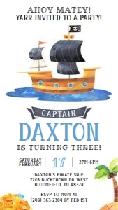 Pirate Birthday Digital Invitation design preview