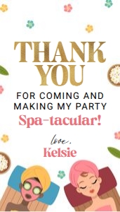 Spa Party Thank You Tags: Spa Party Birthday Invitation