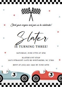 Race Car Birthday Invitation design preview