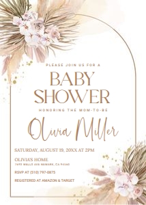 Boho Pampas Baby Shower Invite design preview