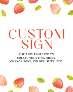 Strawberry Party Custom Sign design preview